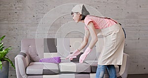 Woman housewife clean house