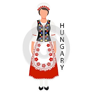 A woman in a Hungarian folk costume and headdress. Culture and traditions of Hungary. Illustration