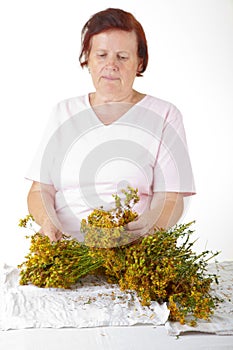 Woman with hypericum