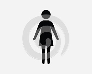 Woman Icon Female Gender Toilet Bathroom Restroom Girl Stick Figure Sihouette Stand Member User Shape Sign Symbol EPS Vector