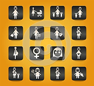 woman icon set