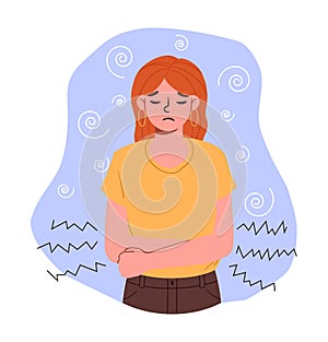 Woman with illness vector concept