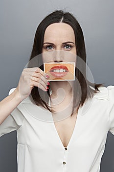 Woman with image of mouth