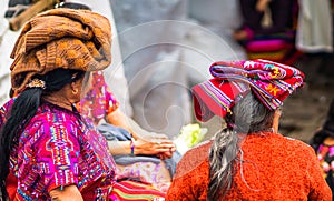 Woman on indigenous maya market in chichicastenango