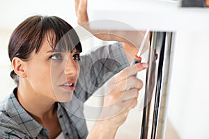 woman installing worktop counter