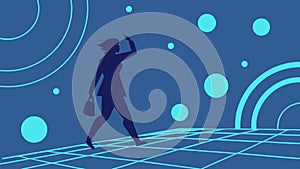 Woman Interacting with Digital Elements, vector design Generative AI