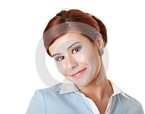 Woman with ironic smile