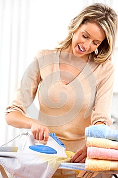 Woman ironing clothes