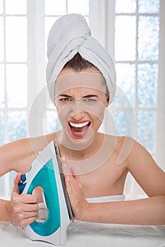 Woman ironing clothes