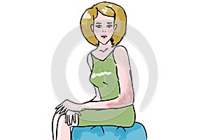 Woman with irritation in the arm, psoriasis, illustration