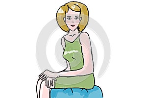 Woman with irritation in the arm, psoriasis, illustration