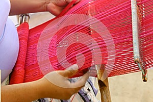 A Woman ist weaving near Oaxaca