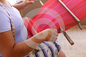 A Woman ist weaving near Oaxaca