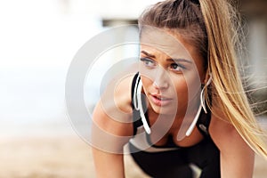 Woman jogging on the beach