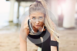 Woman jogging on the beach