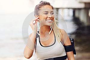 Woman jogging on the beach