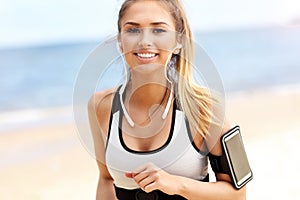 Woman jogging on the beach