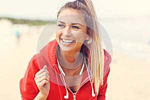 Woman jogging on the beach