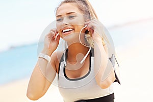 Woman jogging on the beach