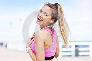 Woman jogging on the beach