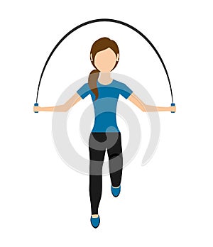 woman jump rope isolated icon design