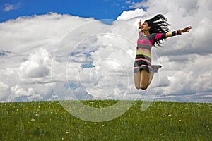 Woman Jumping for Joy