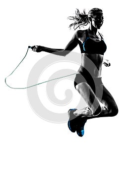 Woman Jumping Rope exercises silhouette