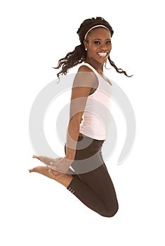 Woman jumping smile