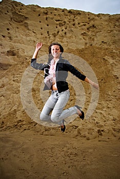 Woman jumping - success