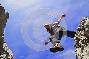 Woman jumping photo