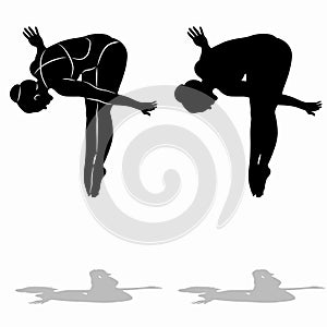 woman jumps into the water, vector drawing