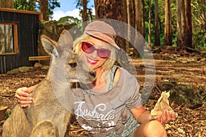 Woman with kangaroo