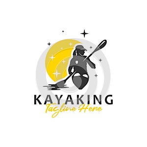 Woman kayak sports logo design