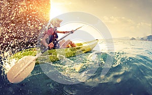 Woman with the kayak photo