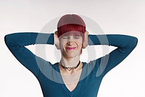 Woman keeps ear closed