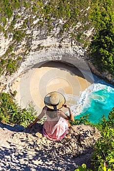 Woman at Kelingking Beach in Nusa Penida