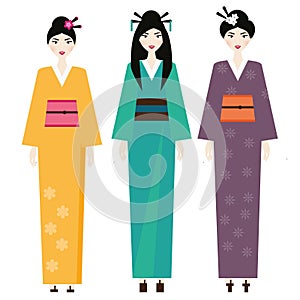 Woman in kimono. Female in traditional japanese clothes