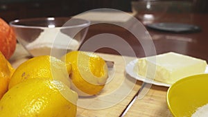 Woman in the kitchen making a pumpkin pie. 4k, slow-motion shooting. dolly shot