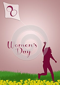 Woman with kite for woman's Day