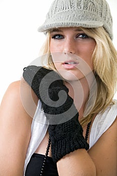Woman in knit hat