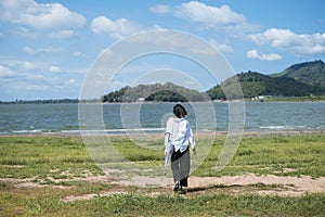 Woman and the lake