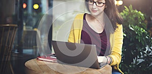 Woman Laptop Browsing Searching Social Networking Technology Con photo