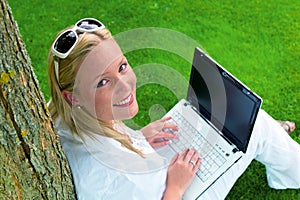 Woman with laptop computer