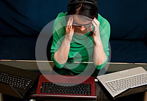 Woman with laptop computers