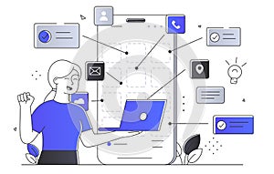 Woman with a laptop. Concept depicting workflow and task management