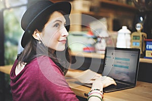 Woman Laptop Global Communications Social Networking Technology
