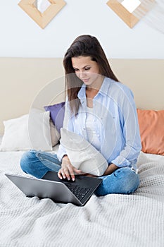 Woman laptop sitting casual home leisure idleness
