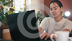 Woman, laptop and working in pottery studio, shop owner and ceramics workshop. Small business, technology and creative