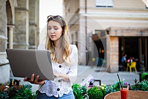 Woman Laptop Working Student Freelancer Planning Thinking Concept