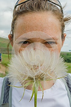 Woman with Large Dandelion